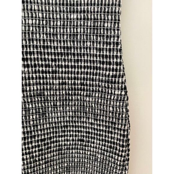 J Crew Smocked Black White Gingham Tie Front Midi Dress Bodycon Fitted NWT 00 - Picture 9 of 14